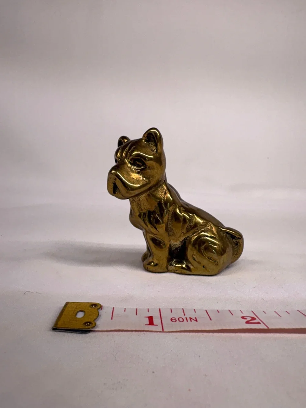 Vintage Solid Brass French Bulldog Figurine Miniature Boston Terrier Dog Statue